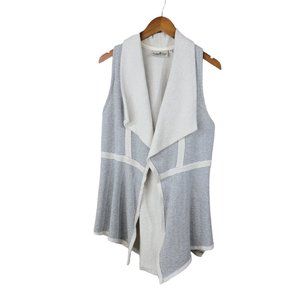 Goddess Gear Open Drape Front Vest Jacket Size Medium Sherpa Fleece Lined Grey